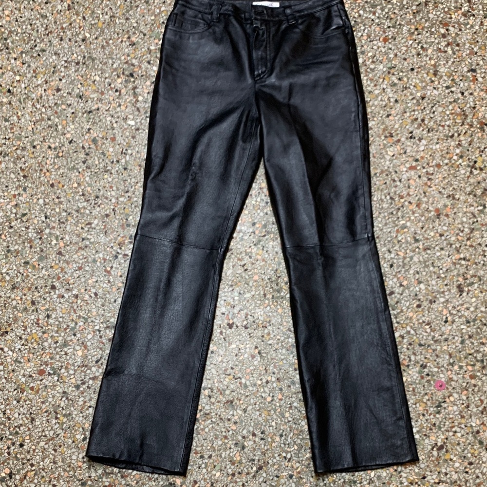 Spiegel Midnight Black Wide Leg Leather Pants